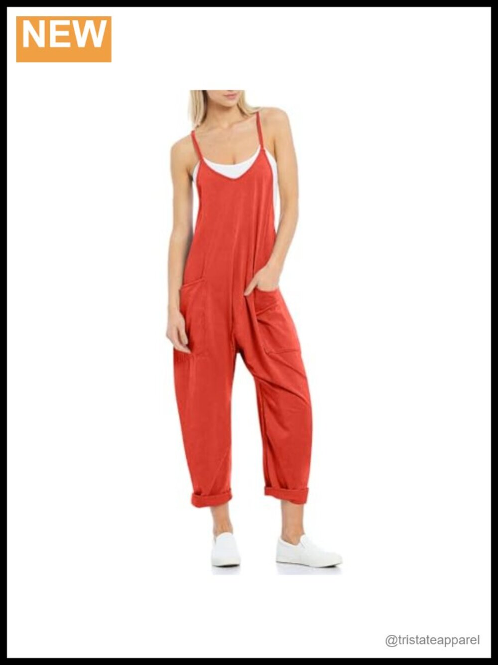 Wide Leg Maternity Jumpsuit with Pockets Sleeveless Loose Fit Cotton